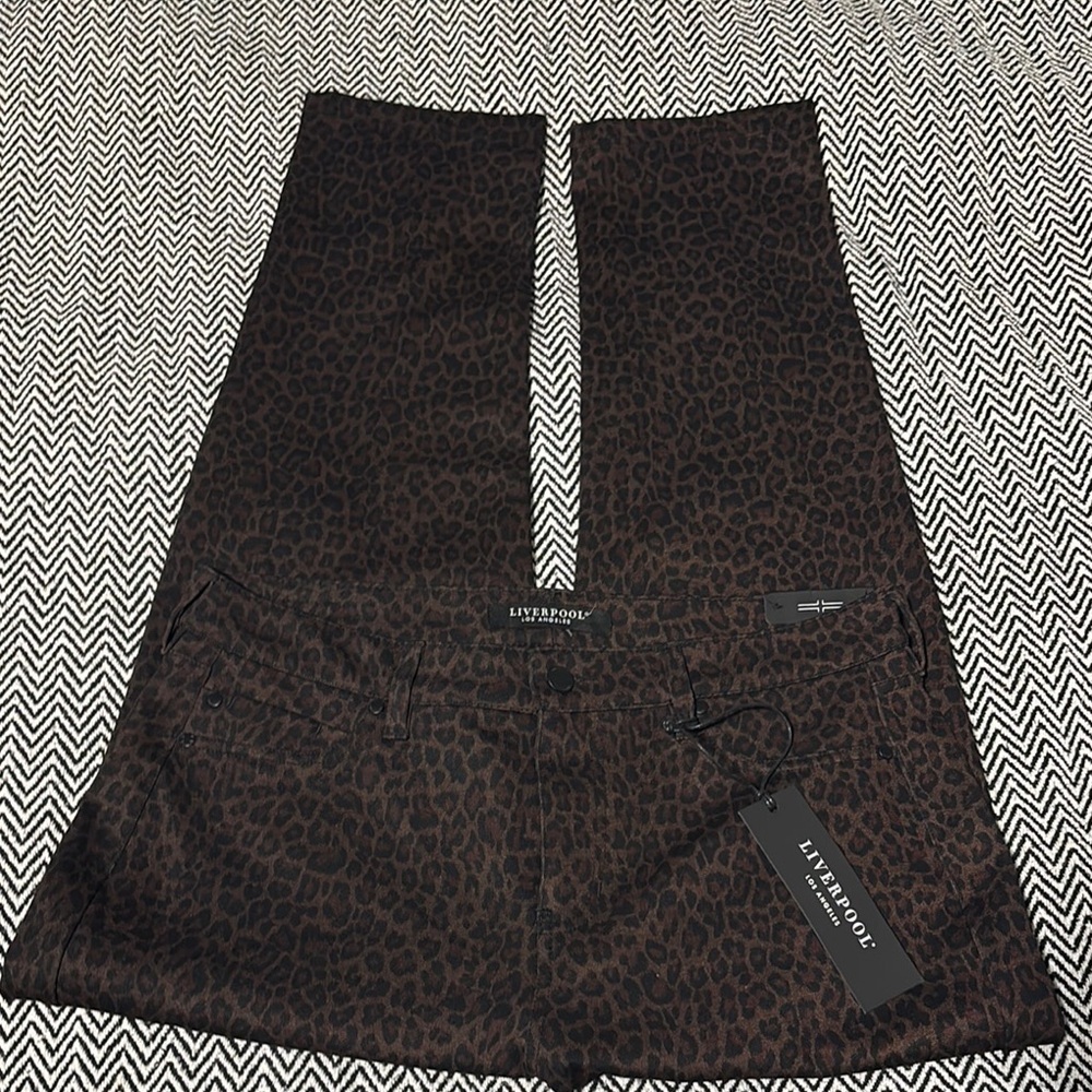 Liverpool Cheetah Print Ponte Pants - Black/Brown - Size 12/31 Petite - NWT